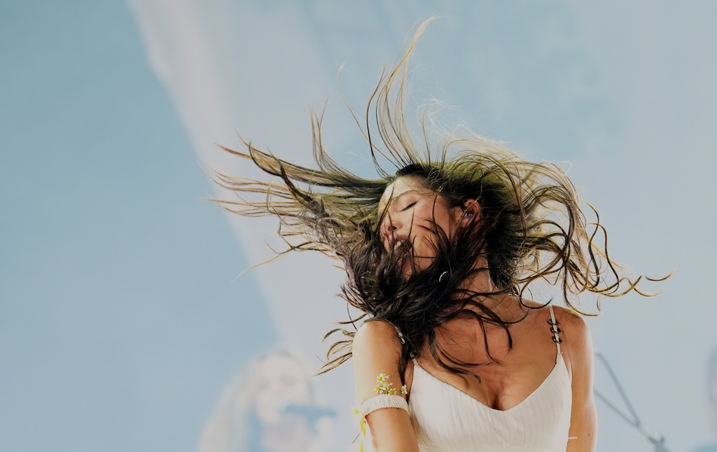 Olivia Rodrigo performs at the Daisy Chain Fields Music Festival on Saturday, Aug. 29, 2026, at Great Park in Irvine, Calif. (AP Photo/Chris Pizzello)