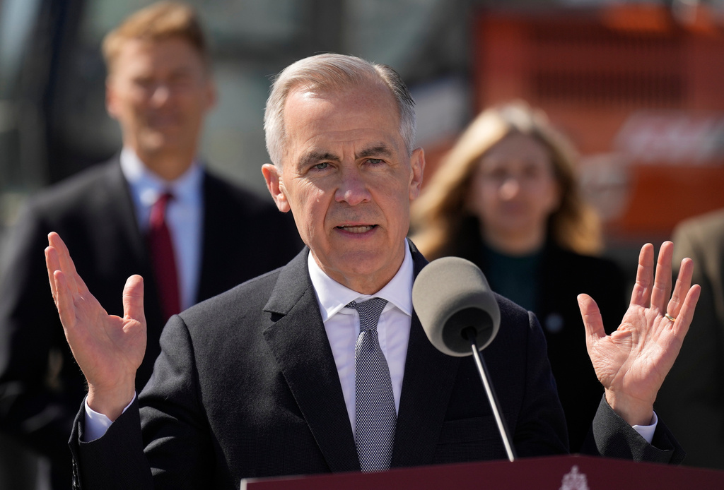 Prime Minister Mark Carney responds to a question during an event in Ottawa on Thursday, April 23, 2026. (Adrian Wyld/The Canadian Press via AP)
