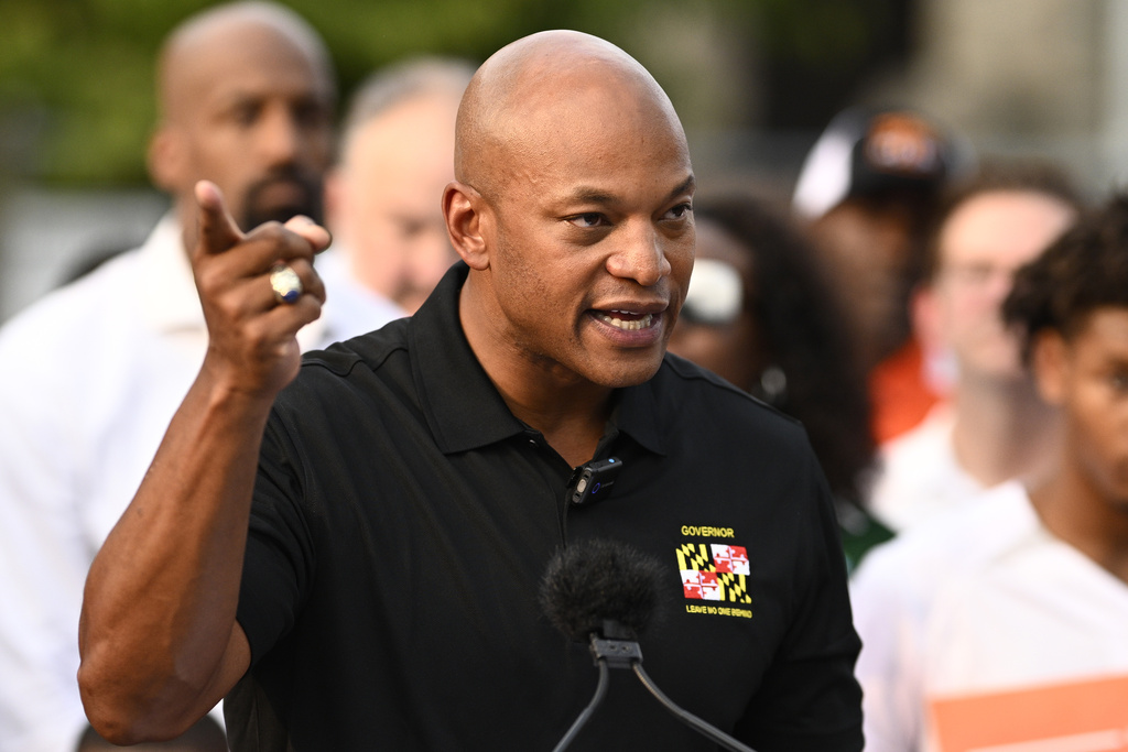 Maryland Gov. Wes Moore speaks during a news conference, Friday, Sept. 5, 2025, in Baltimore. (AP Photo/Nick Wass)