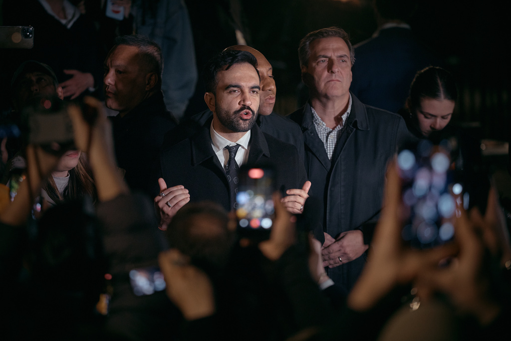 New York mayoral candidate Zohran Mamdani speaks at Dutch Kills Playground on Monday, Nov. 3, 2025, in the Queens borough of New York. (AP Photo/Andres Kudacki)