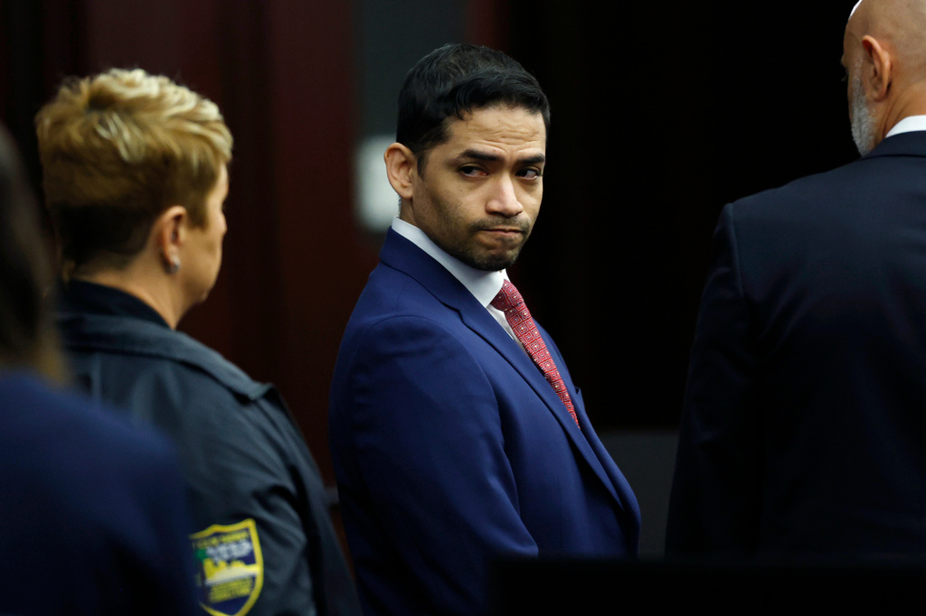 Mario Fernandez Saldana reacts after the guilty verdict in his trial at the Duval County Courthouse in Jacksonville, Fla., on Wednesday, Aug. 26, 2026. (Corey Perrine/The Florida Times-Union via AP, Pool)