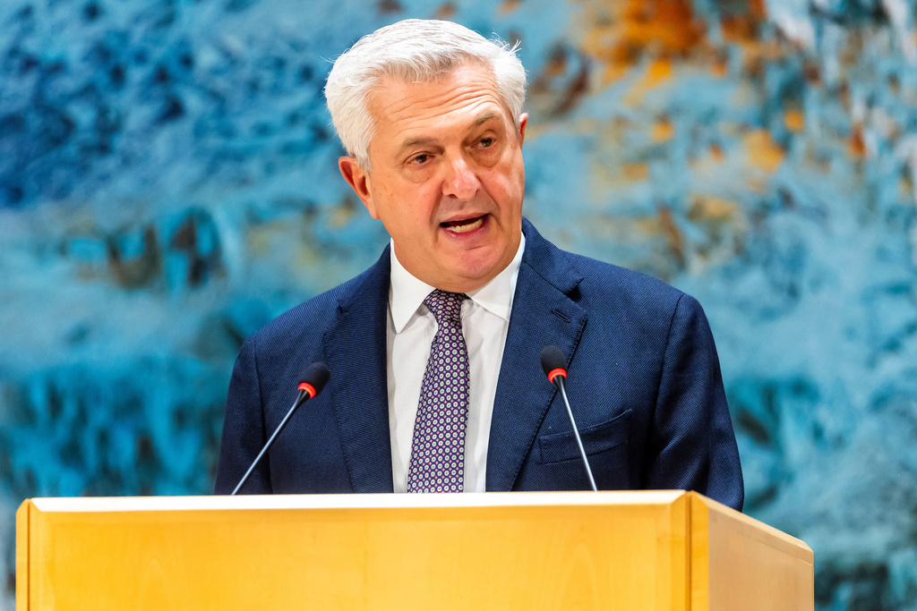 Filippo Grandi, UN High Commissioner for Refugees (UNHCR), delivers a speech during the UNHCR's 76th annual Executive Committee meeting at the European headquarters of the United Nations in Geneva, Switzerland, Monday, Oct. 6, 2025. (Salvatore Di Nolfi/Keystone via AP)