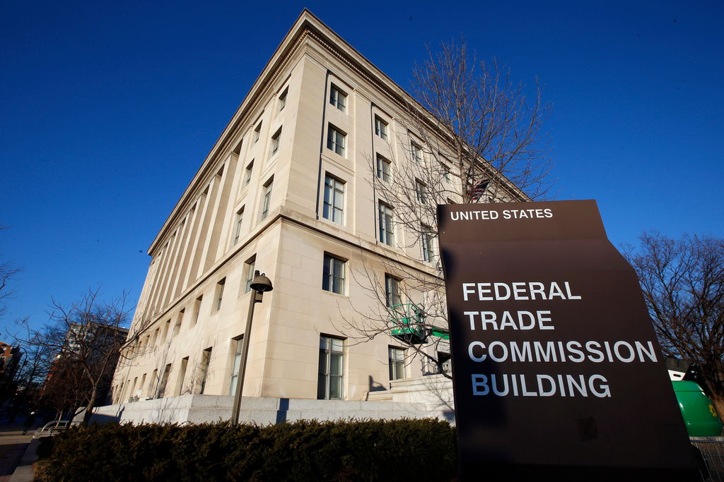 FILE - The Federal Trade Commission building is seen, Jan. 28, 2015, in Washington. (AP Photo/Alex Brandon, File)
