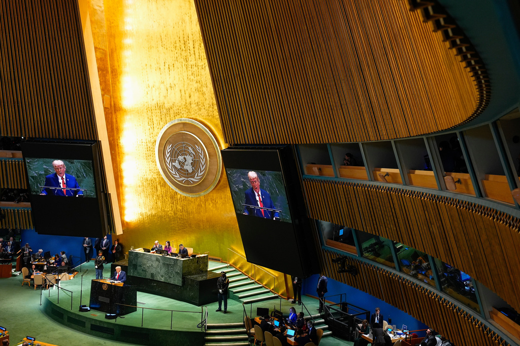 FILE - President Donald Trump address the 80th session of the United Nations General Assembly, Tuesday, Sept. 23, 2025, at U.N. headquarters. (AP Photo/Yuki Iwamura, File)