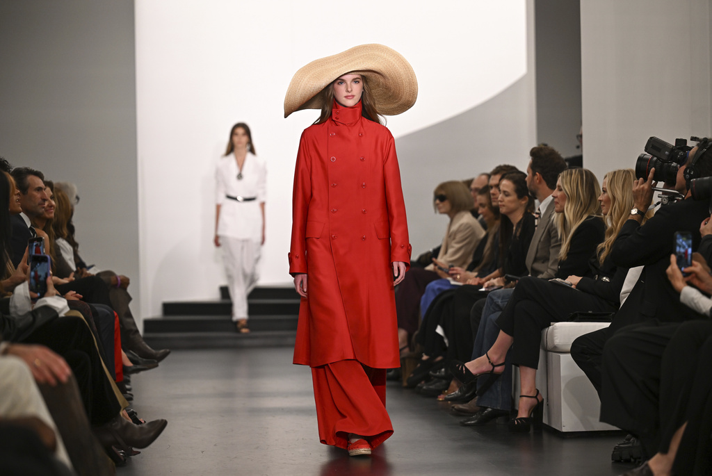 A model walks the runway during the Ralph Lauren Spring 2026 fashion show as part of New York Fashion Week on Wednesday, Sept. 10, 2025, in New York. (Photo by Evan Agostini/Invision/AP)