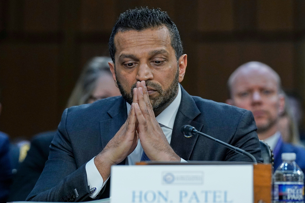 FBI Director Kash Patel listens during the Senate Committee on Intelligence hearings on Capitol Hill Wednesday, March 18, 2026, in Washington. (AP Photo/Jose Luis Magana)