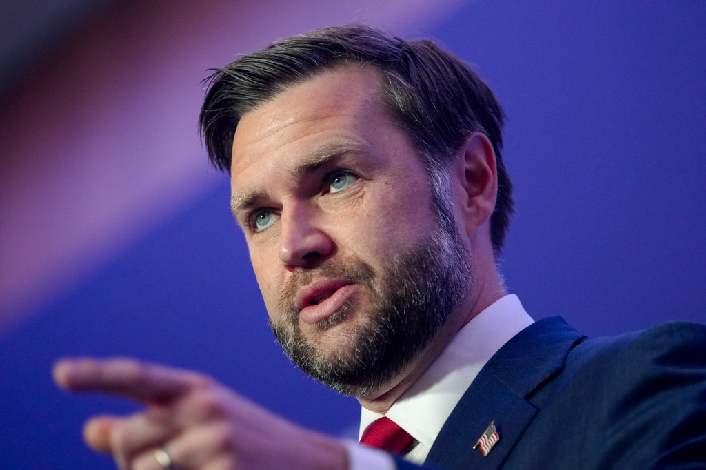Vice President JD Vance speaks to members of the media after the U.S. and Iran held high-level talks at the Bürgenstock Resort in Obbuergen, near Lucerne, in Switzerland, Monday, June 22, 2026. (Nathan Howard/Pool Photo via AP)