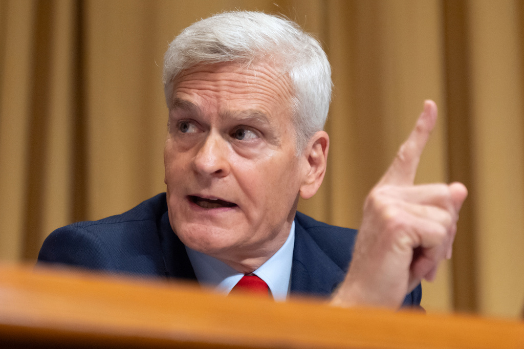 FILE - Sen. Bill Cassidy, R-La., speaks as Secretary of Health and Human Services Robert F. Kennedy Jr., appears before the Senate Finance Committee, on Capitol Hill in Washington, Sept. 4, 2025. (AP Photo/Mark Schiefelbein, File)