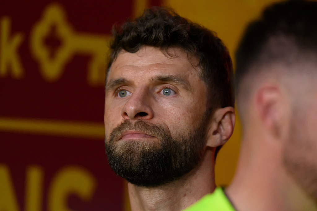 Vancouver Whitecaps midfielder Thomas Müller awaits the walkout before an MLS soccer match against Real Salt Lake, Saturday, Sept. 19, 2026, in Sandy, Utah. (AP Photo/Tyler Tate)