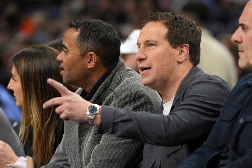FILE - Phoenix Suns owner Mat Ishbia gestures during the second half of an NBA basketball game against the New Orleans Pelicans, Feb. 27, 2025, in Phoenix. (AP Photo/Rick Scuteri, File) FILE - Phoenix Suns owner Mat Ishbia gestures during the second half of an NBA basketball game against the New Orleans Pelicans, Feb. 27, 2025, in Phoenix. (AP Photo/Rick Scuteri, File)