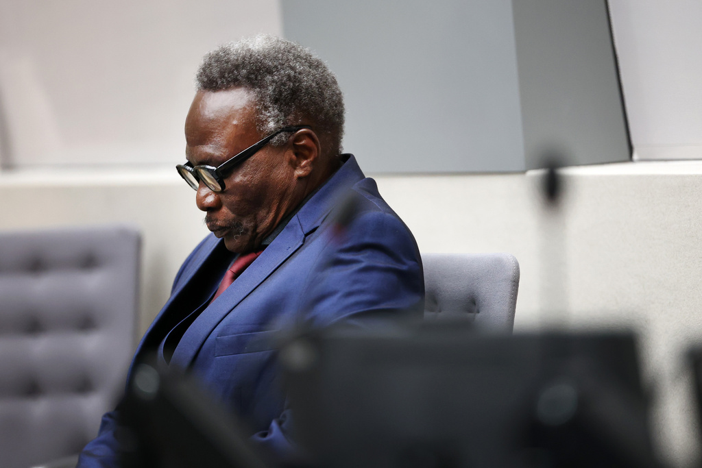 Ali Muhammad Ali Abd-Al-Rahman attends a hearing at the International Criminal Court (ICC) in The Hague, Netherlands, Monday, Oct. 6, 2025. (Piroschka van de Wouw/Pool Photo via AP)