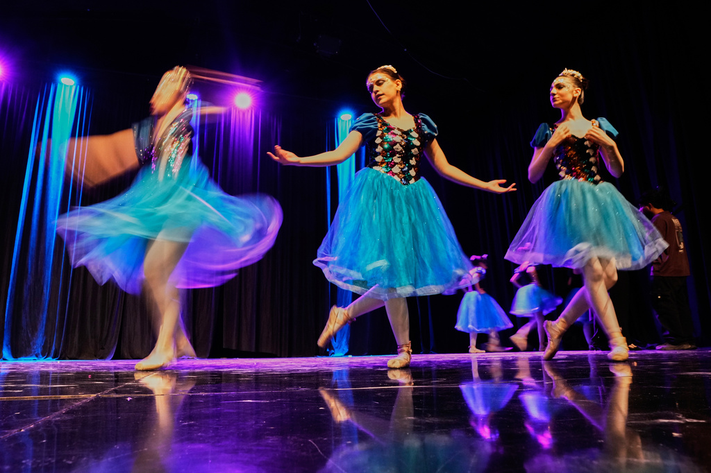 Dancers from Baghdad Ballet Academy perform in a production titled "Mermaid" at Al-Sinbad Theater in Baghdad, Iraq, Friday, Sept. 25, 2026. (AP Photo/Hadi Mizban)