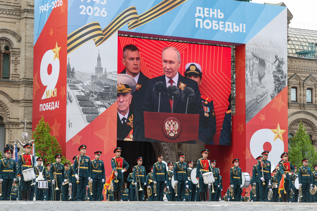 Russian servicemen attend the Victory Day military parade in Moscow, Saturday, May 9, 2026, during celebrations of the 81st anniversary of the Soviet Union's victory over Nazi Germany during the World War II. (Maxim Shipenkov/Pool Photo via AP)