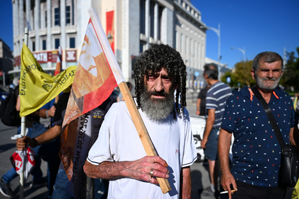 Farmers take part in a protest rally during Thessaloniki's international trade fair, in the northern city of Thessaloniki, Greece, Saturday, Sept. 5, 2026. (AP Photo/Giannis Papanikos)