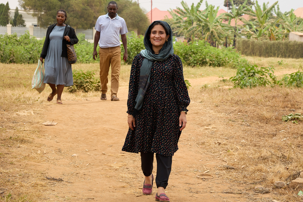 Shabana Basij-Rasikh, co-founder and president of the School of Leadership, Afghanistan (SOLA), walks in Rwanda, Thursday, Aug. 20, 2026. (AP Photo/Yuhi Irakiza)