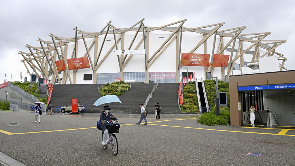 A general view of IG Arena, the venue for men's basketball games of Asian Games, in Nagoya, central Japan Sept. 9, 2026. (Kasumi Fukudome/Kyodo News via AP)
