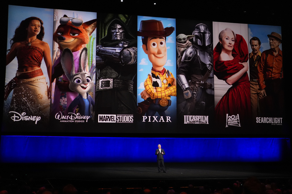 Alan Bergman, Chairman of Disney Entertainment, Studios, The Walt Disney Company, speaks during the Walt Disney Studios presentation at CinemaCon on Thursday, April 16, 2026, at Caesars Palace in Las Vegas. (AP Photo/Chris Pizzello)