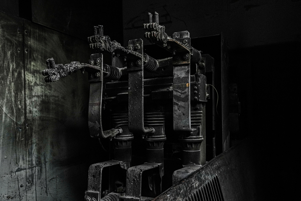 A transformer that was damaged in a Russian attack is at a Chernihiv Oblenergo substation, Friday, Oct. 17, 2025, in Chernihiv, Ukraine. (AP Photo/Julia Demaree Nikhinson)