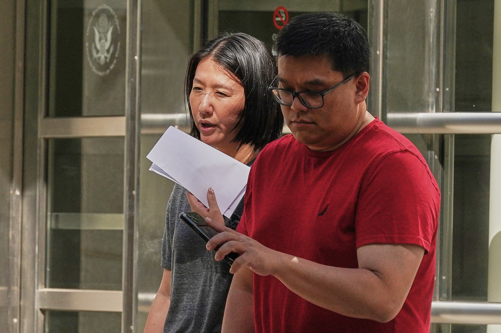 Crystal Chen leaves federal court in the Brooklyn borough of New York, Wednesday, June 24, 2026. (AP Photo/Richard Drew)