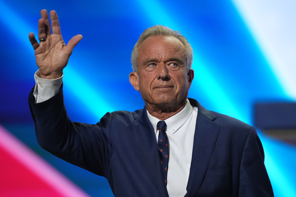 Health and Human Services Secretary Robert F. Kennedy Jr. waves after speaking at the Republican convention Thursday, Sept. 10, 2026, in Dallas. (AP Photo/Alex Brandon)