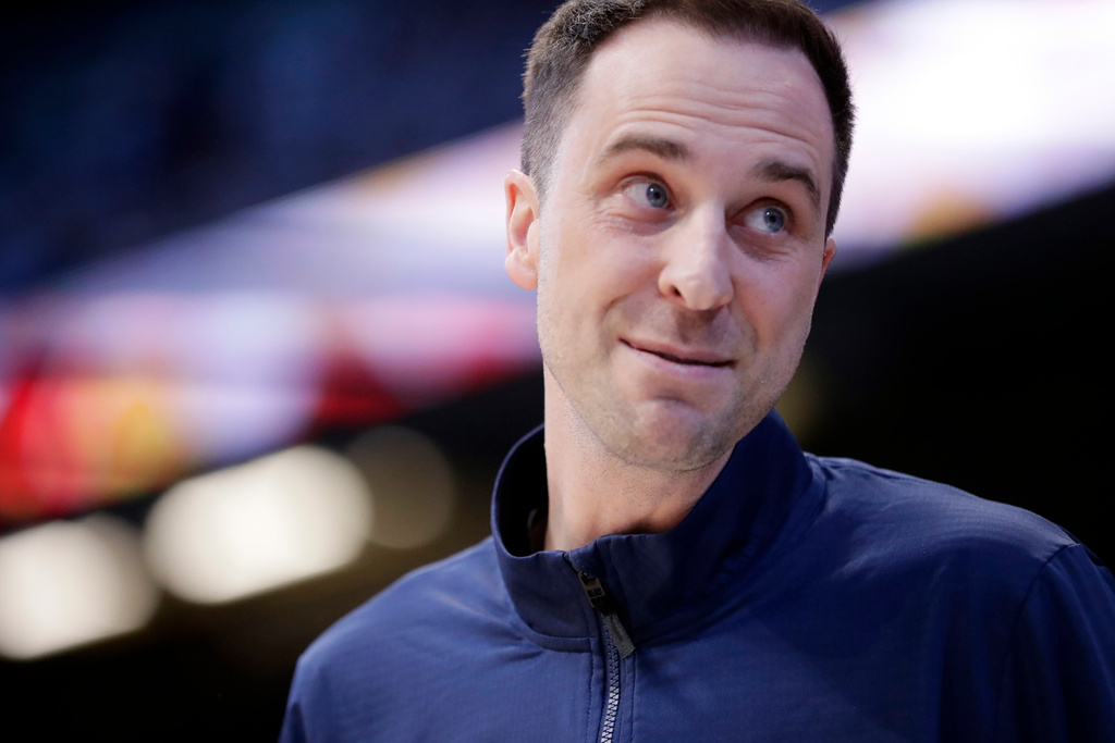 East Tennessee State head coach Brooks Savage reacts to a play during the first half of an NCAA college basketball game against North Carolina, Tuesday, Dec. 16, 2025, in Chapel Hill, N.C. (AP Photo/Chris Seward)