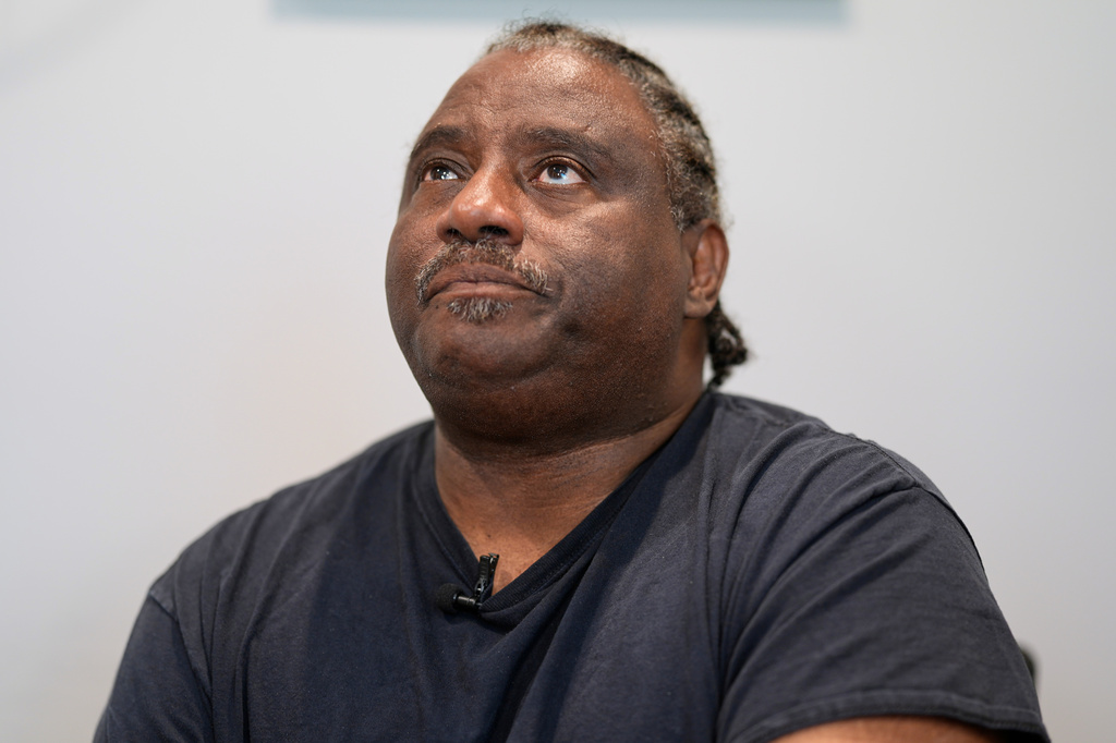 Evaniel Johnson expresses his concern about the circumstances of his grandson's death Monday, July 6, 2026, in Nashville, Tenn., after his grandson, Tyrin Johnson, was fatally shot by two Tennessee National Guard members in Memphis on Sunday, morning. (AP Photo/George Walker IV)