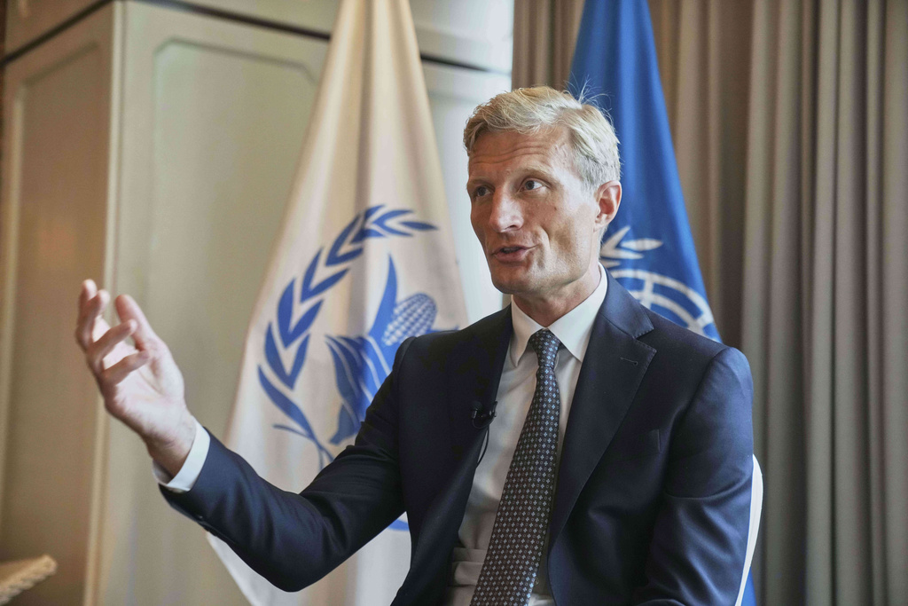 Carl Skau, deputy executive director and chief operating officer of the World Food Program, talks to The Associated Press during an interview in Bangkok, Thailand, Tuesday, Sept. 16, 2025. (AP Photo/Sakchai Lalit)