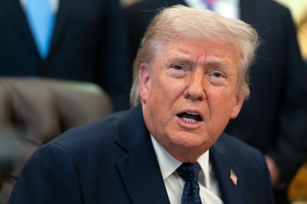 President Donald Trump speaks during an event on health care affordability in the Oval Office at the White House, Thursday, April 23, 2026, in Washington. (AP Photo/Mark Schiefelbein)