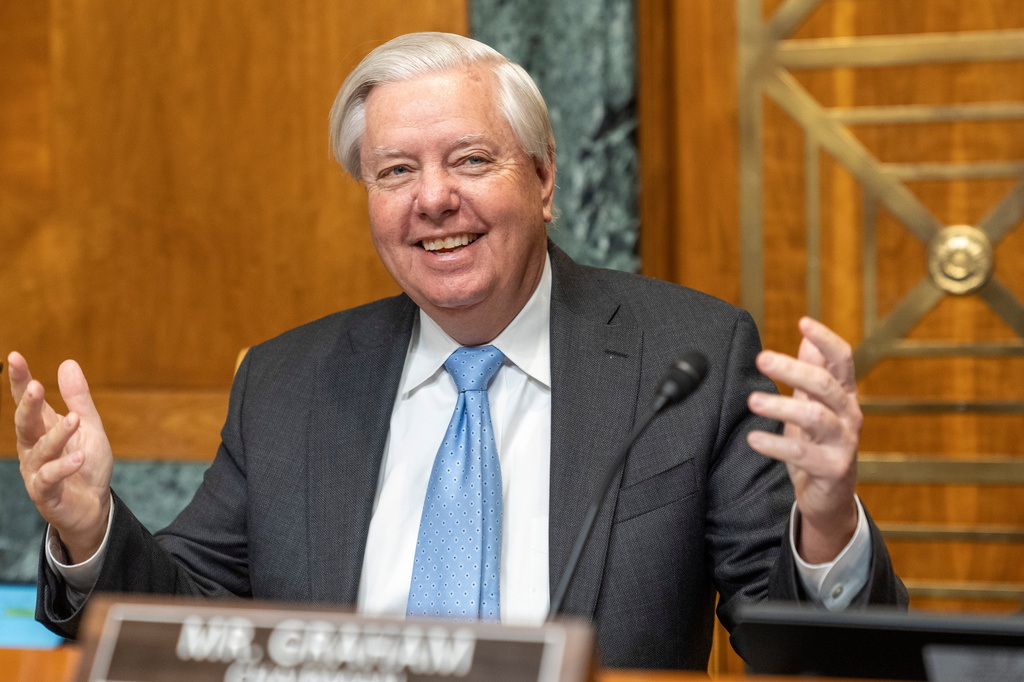 FILE - Senate Budget Committee Chair Sen. Lindsey Graham, R-S.C., arrives for a hearing on Capitol Hill in Washington, Jan. 22, 2025. (AP Photo/Jacquelyn Martin, File)