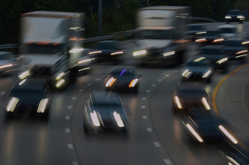 FILE - Vehicles drive along a highway July 30, 2025, in Cincinnati. (AP Photo/Joshua A. Bickel, File) FILE - Vehicles drive along a highway July 30, 2025, in Cincinnati. (AP Photo/Joshua A. Bickel, File)