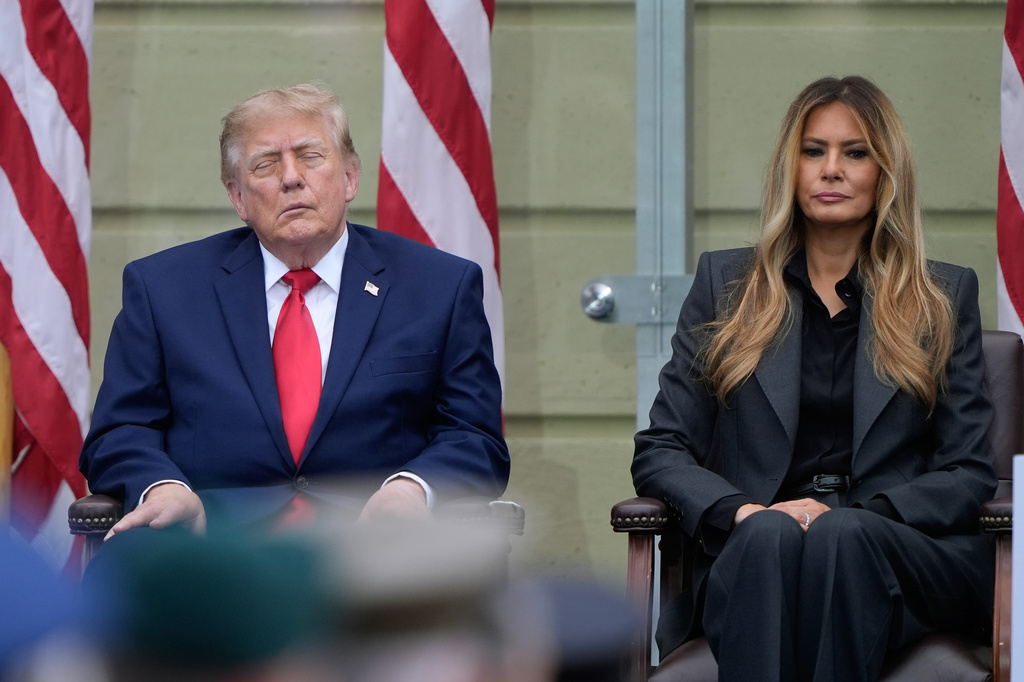 President Donald Trump and first lady Melania Trump, attend a ceremony to commemorate the 25th anniversary of the 9/11 attacks at the Pentagon, Friday, Sept. 11, 2026, in Washington. (AP Photo/Manuel Balce Ceneta)