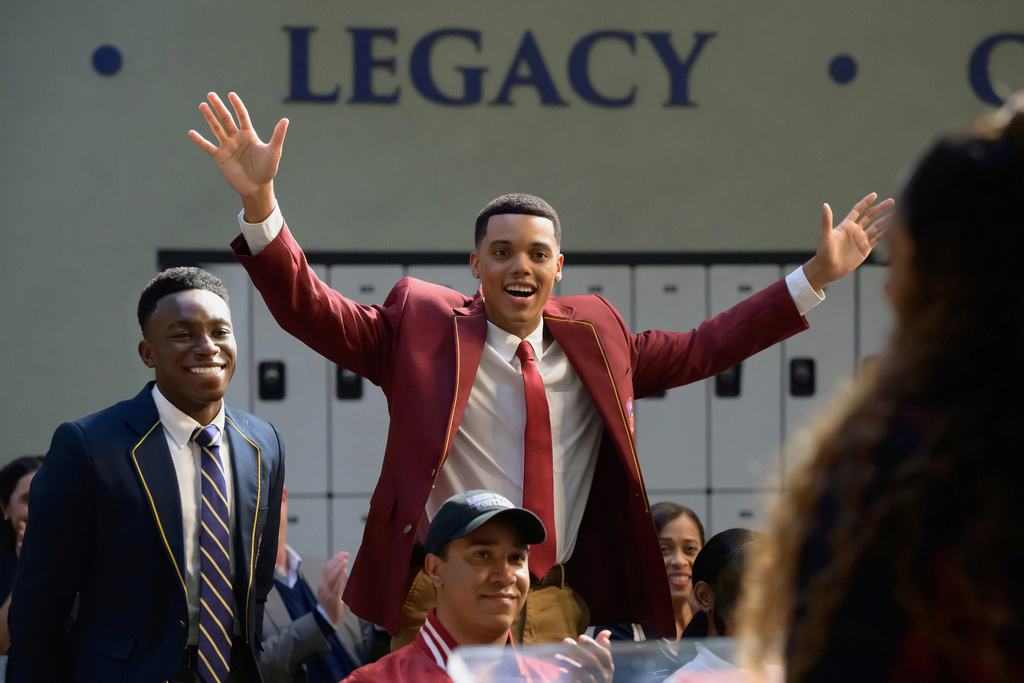 This image released by Peacock shows Olly Sholotan as Carlton, left, and Jabari Banks as Will, in a scene from Bel-Air." (Anne Marie Fox/Peacock via AP)