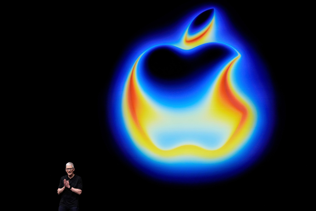 FILE - Apple CEO Tim Cook speaks on stage during an announcement of new products at Apple Park on Tuesday, Sept. 9, 2025, in Cupertino, Calif. (AP Photo/Godofredo A. Vásquez, File)