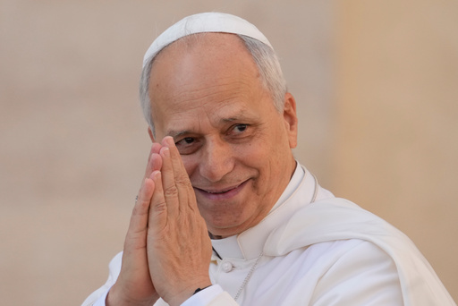Pope Leo XIV gestures as he arrives for his weekly general audience in St. Peter's Square at The Vatican, Wednesday, Oct.1, 2025. (AP Photo/Gregorio Borgia) Pope Leo XIV gestures as he arrives for his weekly general audience in St. Peter's Square at The Vatican, Wednesday, Oct.1, 2025. (AP Photo/Gregorio Borgia)
