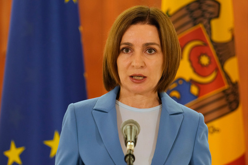 Moldova's President Maia Sandu speaks to the media after the parliamentary election, in Chisinau, Moldova, Monday, Sept. 29, 2025. (AP Photo/Vadim Ghirda) Moldova's President Maia Sandu speaks to the media after the parliamentary election, in Chisinau, Moldova, Monday, Sept. 29, 2025. (AP Photo/Vadim Ghirda)
