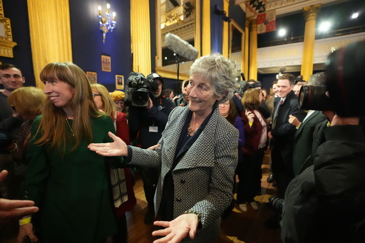 Left-wing independent presidential candidate Catherine Connolly arrives at Dublin Castle for the count in Ireland's presidential election to replace Michael D. Higgins, who has served the maximum two seven-year terms, on Saturday, Oct. 25, 2025. (Niall Carson/PA via AP) Left-wing independent presidential candidate Catherine Connolly arrives at Dublin Castle for the count in Ireland's presidential election to replace Michael D. Higgins, who has served the maximum two seven-year terms, on Saturday, Oct. 25, 2025. (Niall Carson/PA via AP)