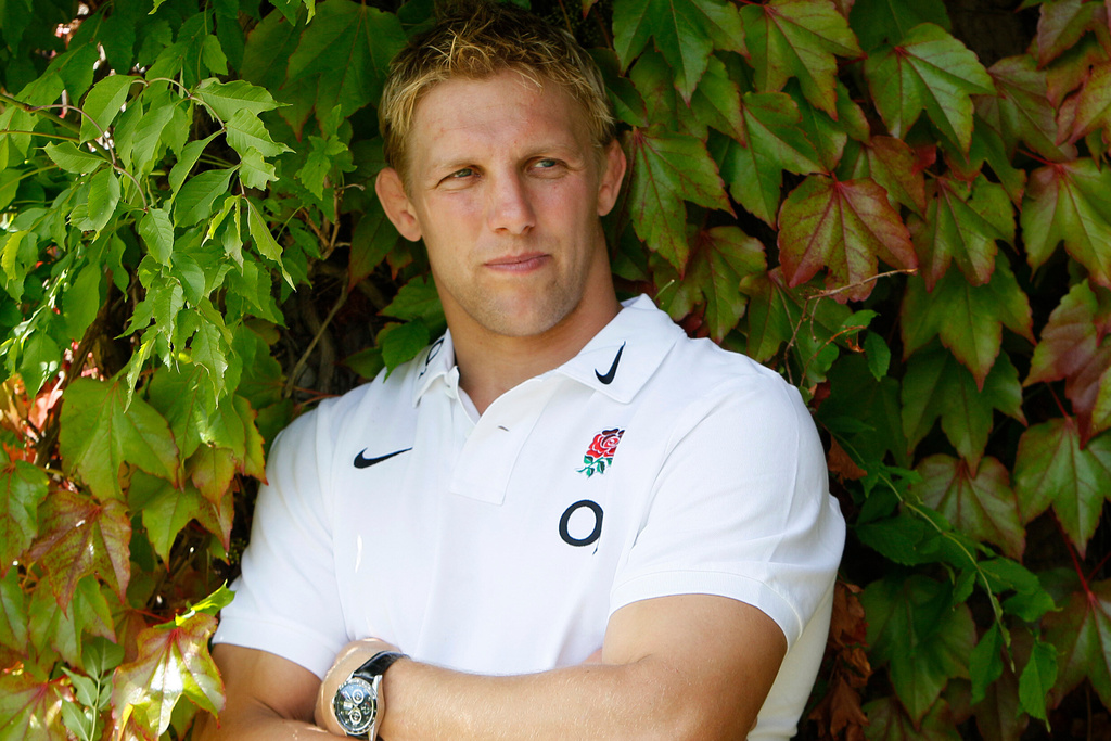FILE - England rugby union captain Lewis Moody poses for a portrait at their training camp, as the 30 man squad is announced for the upcoming Rugby World Cup, in Bagshot, England, Monday, Aug. 22, 2011.(AP Photo/Alastair Grant, File)