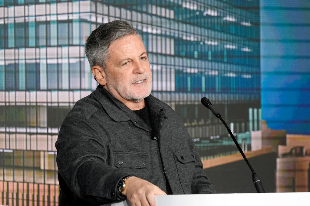 FILE - Bedrock Chairman Dan Gilbert addresses a news conference, April 15, 2024 in Detroit. (AP Photo/Carlos Osorio, File)