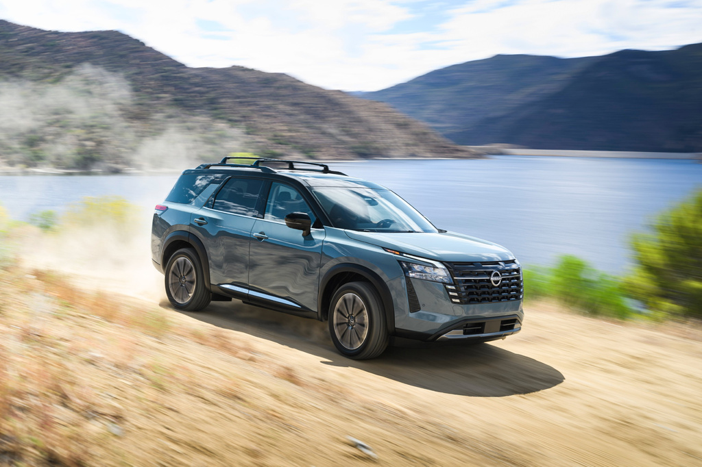 This photo provided by Nissan shows the 2026 Pathfinder, a three-row midsize SUV. Properly equipped, the Pathfinder can tow up to 6,000 pounds. (Courtesy of Nissan North America via AP)