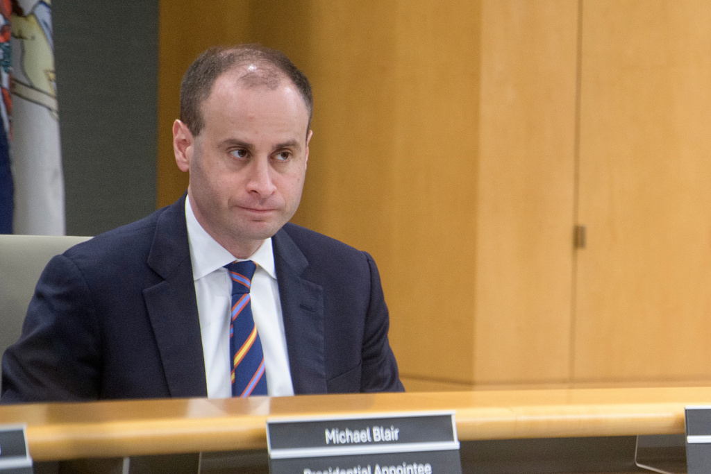 National Capital Planning Commission Chairman Will Scharf presides over a National Capital Planning Commission meeting, Thursday, Sept. 4, 2025, in Washington. (AP Photo/Rod Lamkey, Jr.)