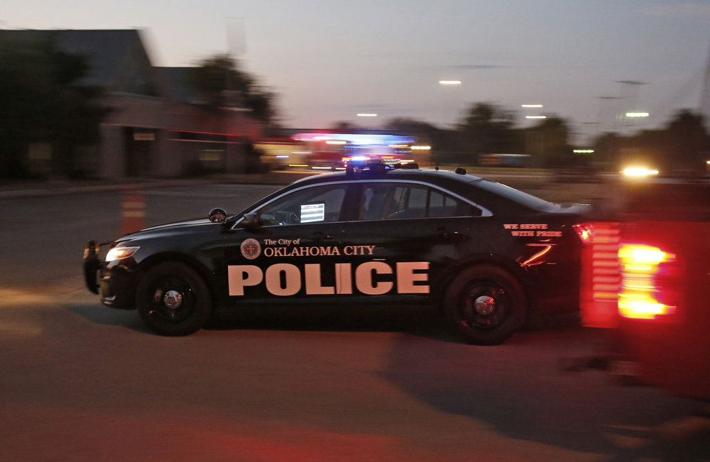 FILE - An Oklahoma City Police car drives into the Springlake Police Station in Oklahoma City, on Oct. 7, 2015. (AP Photo/Sue Ogrocki, File)