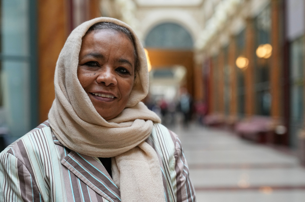 Archaeologist from Sudan's National Museum Dr Shadia Abdrabo, poses in the hall of the French National Institute for Art History (INHA) in Paris, Wednesday, Oct. 29, 2025. (AP Photo/Michel Euler)