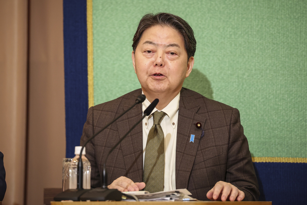 FILE - Japan's Chief Cabinet Secretary Yoshimasa Hayashi, a candidate for Japan's ruling Liberal Democratic Party's (LDP) presidential election, speaks during a debate at the Japan National Press Club in Tokyo, Sept. 14, 2024. (Takashi Aoyama/Pool Photo via AP, File)