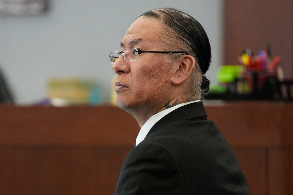Nathan Chasing Horse appears in court for his trial on charges of sexually abusing Indigenous women and girls Tuesday, Jan. 20, 2026, in Las Vegas. (AP Photo/John Locher)