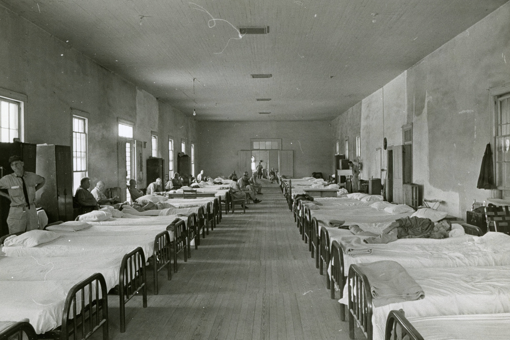 FILE - The sleeping ward in the State Hospital for the Insane at Milledgeville, Ga., in the 1940s. (Atlanta Journal-Constitution via AP, File)