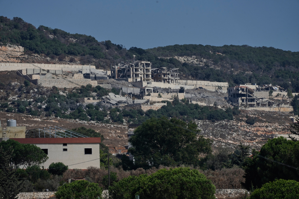 Homes lie in ruin in the southern village of Kfar Rumman, Lebanon, Friday, Sept. 4, 2026. (AP Photo/Mohammed Zaatari)