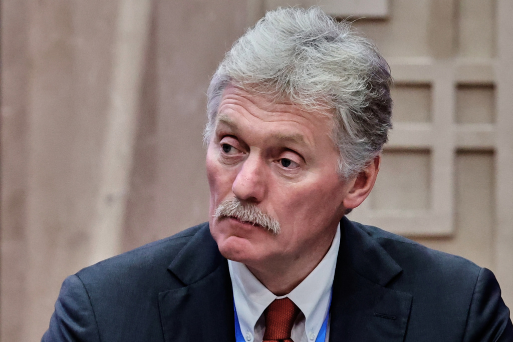 FILE- Kremlin spokesman Dmitry Peskov attends a Kyrgyzstan-Russia talk at the Administrative complex Yntymak-Manas Ordo, in Bishkek, Kyrgyzstan, Nov. 26, 2025. (Alexander Kazakov, Sputnik, Kremlin Pool Photo via AP, File)