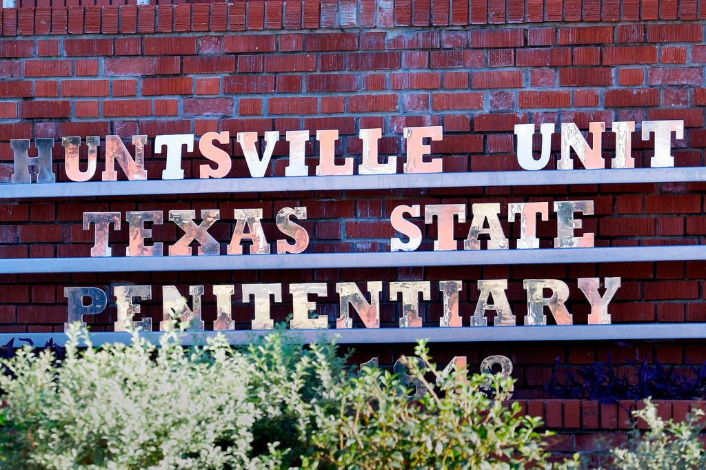 FILE - The main entrance of the building housing the execution chamber at the Huntsville Unit of the Texas State Penitentiary is seen, Oct. 17, 2024, in Huntsville, Texas. (AP Photo/Michael Wyke, File)