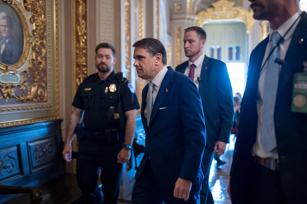 Acting Attorney General Todd Blanche arrives for a closed-door meeting with Republican senators who are expected to abandon a proposal for $1 billion in security money for the White House complex and President Donald Trump's ballroom after it has failed to win enough party support, at the Capitol in Washington, Thursday, May 21, 2026. (AP Photo/J. Scott Applewhite)