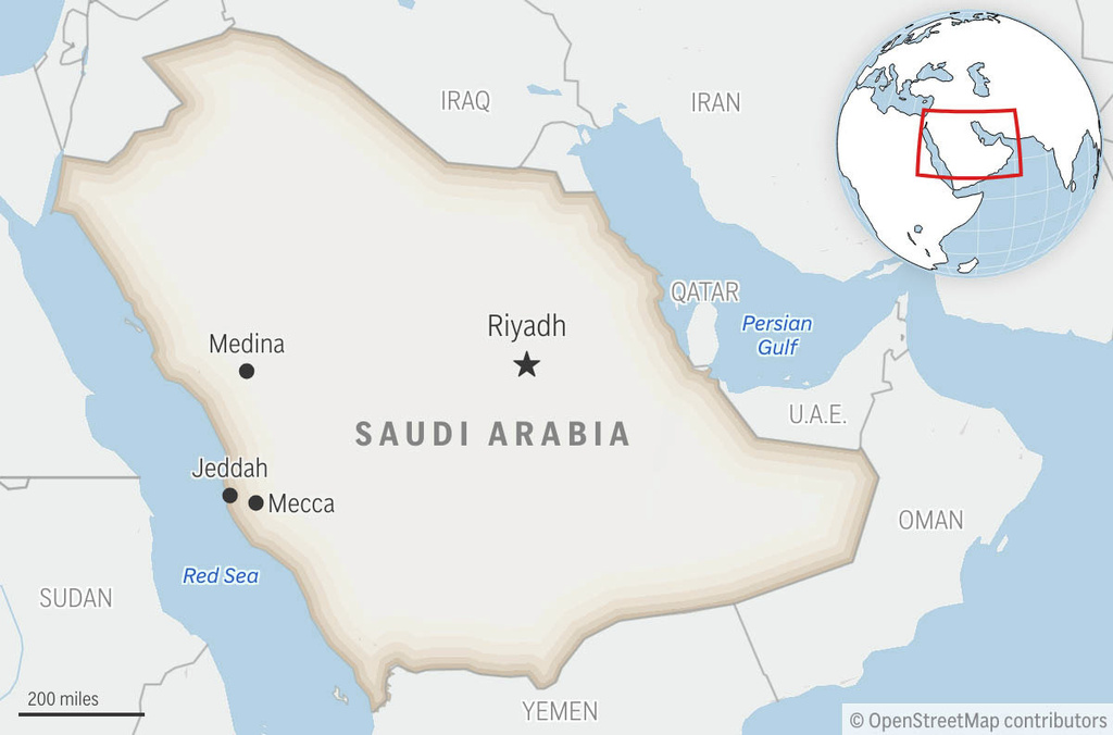 This is a locator map for Saudi Arabia with its capital, Riyadh. (AP Photo)